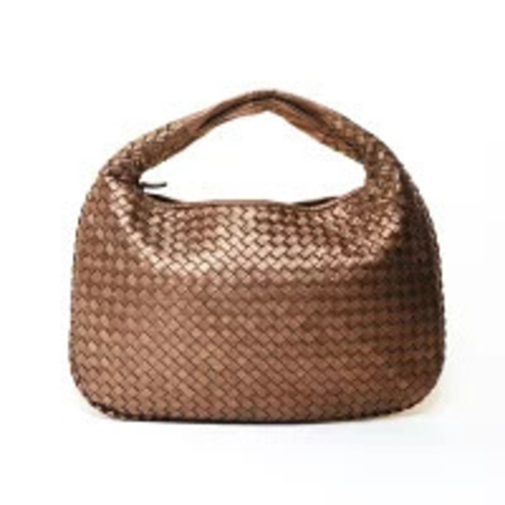 Bottega Veneta Intrecciato Hobo Leather Handbag Gold